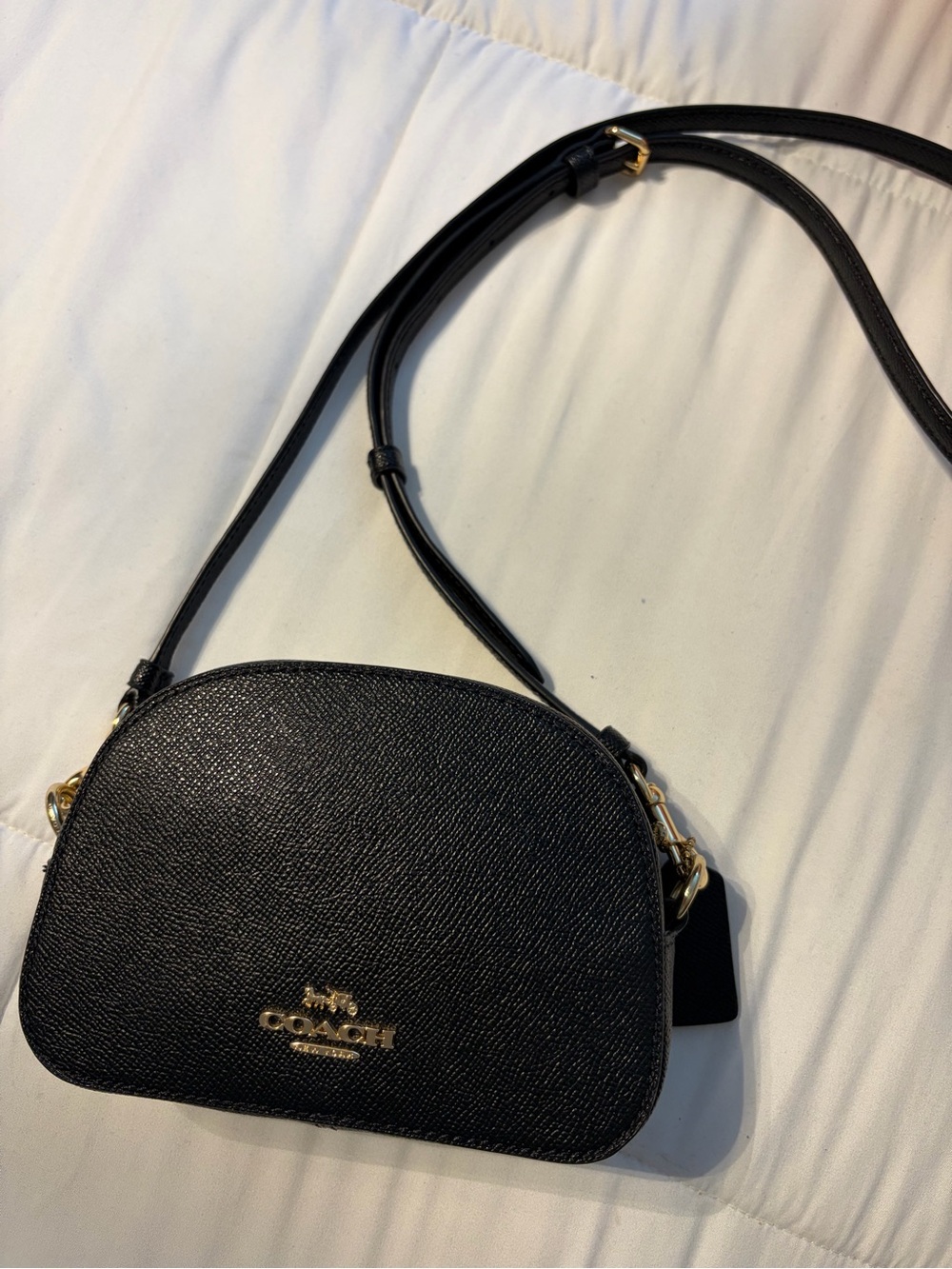 Coach Black Pebbled Leather Crossbody with Gold Hardware
